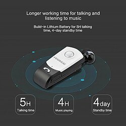 F960 Smart Bluetooth Headset 1-To-2 Telescopic Wireless Clip-On Earphone Handsfree Earbuds Blanc Et Noir pas cher