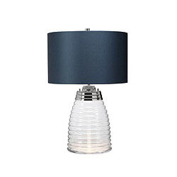 Elstead Lighting Lampe de table Milne Verre,Acier,Satin texturé Ferronnerie en nickel poli, verrerie transparente.