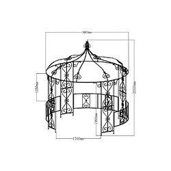 Acheter Vente-Unique Kiosque de jardin TILCARA en métal façon fer forgé D300 x H290cm - Noir