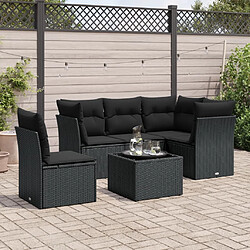 Maison Chic Salon de jardin 6 pcs avec coussins | Ensemble de Table et chaises | Mobilier d'Extérieur noir résine tressée -GKD69644