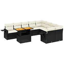 Maison Chic Salon de jardin 10 pcs avec coussins, Ensemble Tables et chaises d'extérieur noir résine tressée -GKD746256