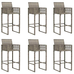 Avis vidaXL Ensemble de bar de jardin 7 pcs sans coussins gris poly rotin