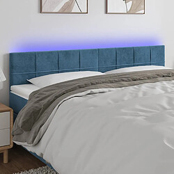 Maison Chic Tête de lit moderne à LED lumineuse pour chambre - Décoration de lit Bleu foncé 160x5x78/88 cm Velours -MN65590