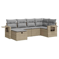 vidaXL Salon de jardin avec coussins 6 pcs beige résine tressée