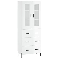 vidaXL Buffet haut Blanc brillant 69,5x34x180 cm Bois d'ingénierie