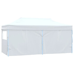 Avis vidaXL Tente de réception pliable avec 4 parois 3x6 m Acier Blanc