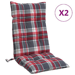 vidaXL Coussins de chaise à dossier haut lot de 2 motif carreaux rouge