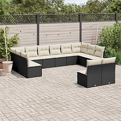 Maison Chic Salon de jardin 12 pcs avec coussins | Ensemble de Table et chaises | Mobilier d'Extérieur noir résine tressée -GKD25489