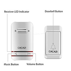 Universal Pas besoin de batterie LED sans fil sonnette étanche dynamique sonnette électronique 1 bouton mural de sonnette + 1 récepteur | sonnette de porte | sonnette électronique Prise de sonnette inorganique (blanc)