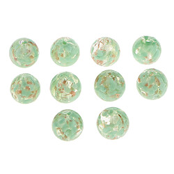 10pcs perles de feuille d'or en verre au chalumeau perles rondes pour la fabrication de bijoux vert