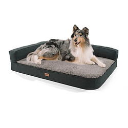 Canapé pour Chien - Brunolie Odin , lavable, orthopédique et antidérapant - Taille L (120 x 80 x 12 Cm) - Gris