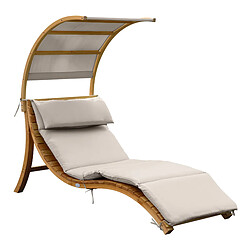 AXI Salina Chaise Longue de Jardin en bois | Bain de soleil avec toit & coussin | Avec toit solaire résistant aux intempéries | Beige