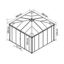 Gazebo tonnelle fermée 17.78m² gris anthracite - 704745 - PALRAM