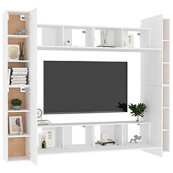 Avis Maison Chic Ensemble de meubles TV 8 pcs | Banc TV Moderne pour salon | Meuble de Rangement - Blanc Aggloméré -MN44581