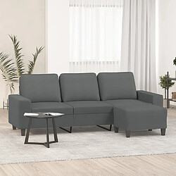 vidaXL Canapé à 3 places avec repose-pieds Gris foncé 180 cm Tissu