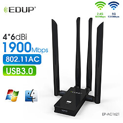 Avis Adaptateur WiFi 1900Mbps WiFi double bande WiFi USB 3.0 avec antenne 4X 6dbi 2T2R