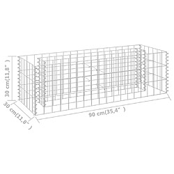 vidaXL Lit surélevé à gabion Acier galvanisé 90x30x30 cm pas cher