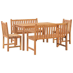 Avis Salle à dîner de jardin 5 pcs,Table et chaise à manger Bois de teck massif -MN82231