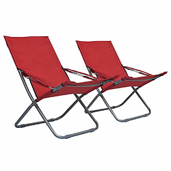 Maison Chic Lot de 2 Chaises pliables de plage Tissu Rouge -GKD68155