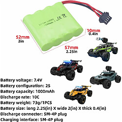 Batterie rechargeable 7.4V 1000mAh SM-4P avec câble de charge USB pour véhicules jouets RC DE36W DE65 NO.1809 pas cher