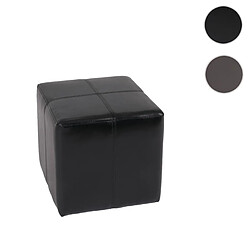 Mendler Pouf dé, tabouret Onex, cuir, 36x36x36cm, noir