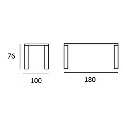 Inside 75 Table repas ECO 6 couverts 180 x 100 cm pieds bois plateau chêne noueux