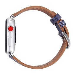 Acheter Wewoo Bracelet bleu foncé pour Apple Watch Series 3 & 2 & 1 42mm simple mode en cuir véritable Cowboy modèle de montre