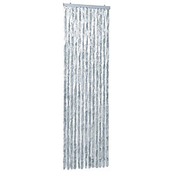 Decoshop26 Rideau contre insectes moustiquaire Blanc et gris 56x185 cm Chenille DEC022181