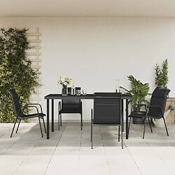 Ensemble à manger de jardin 5 pcs,Table et chaise à dîner noir textilène et acier -MN73224