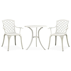 Maison Chic Table de bistro et chaises d'extérieur 3 pcs,Ensemble de bistro de jardin pour relax Aluminium coulé Blanc -GKD800367