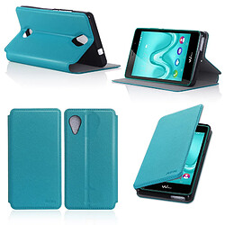 Etui Wiko Lenny 4 4G bleen turquoise luxe Ultra Slim Style Cuir avec stand - Housse Folio Flip Cover coque de protection Wiko Lenny4 smartphone 2017 / 2018 - Accessoires pochette XEPTIO : Exceptional case !