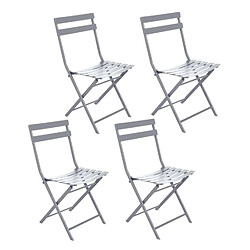 Toilinux 4 Chaises de jardin pliables en métal Greensboro - Gris quartz