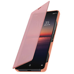 Avizar Housse Sony Xperia 1 II Clapet Translucide Design Miroir Support Vidéo Rose gold pas cher