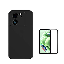 Kit Film Verre Trempé de la Étui Complète 5D + Étui Silicone Liquide Phonecare pour Xiaomi 13T - Noir