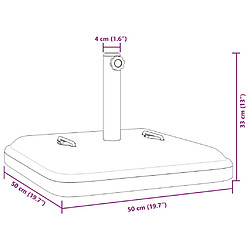 vidaXL Base de parasol avec poignées pour mâts Ø38 / 48 mm 27 kg carré pas cher