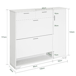 Avis SoBuy FSR104-W Armoire à Chaussures, Commode à Chaussures avec 2 abattants, 2 tiroirs, 1 porte et 1 compartiment ouver