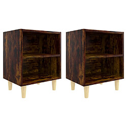 Maison Chic Lot de 2 Tables de chevet à pieds - Tables de Nuit en bois Chêne fumé 40x30x50 cm