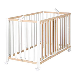 Roba Lit bébé pliant à barreaux hêtre et blanc Fold Up 60x120