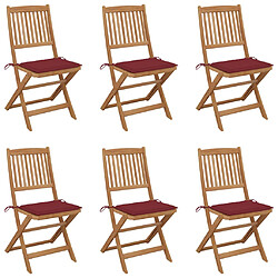 vidaXL Chaises pliables de jardin lot de 6 avec coussins Bois d'acacia