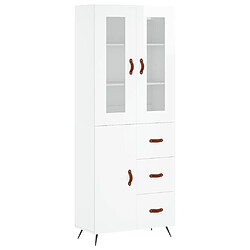 vidaXL Buffet haut Blanc brillant 69,5x34x180 cm Bois d'ingénierie