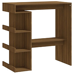 vidaXL Table de bar étagère de rangement chêne marron bois ingénierie