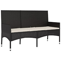 Maison Chic Banc de jardin à 3 places | Banquette de jardin | Chaise Relax avec coussins Noir Résine tressée -MN83494