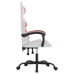 Avis vidaXL Chaise de jeu pivotante Blanc et rose Similicuir