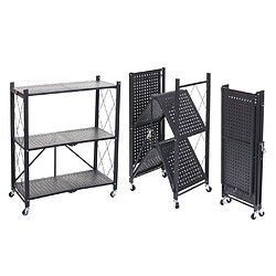 Decoshop26 Etagère sur pieds multifonctionnelle pliable 3 niveaux de rangement en acier noir 89x71x36 cm 04_0006780