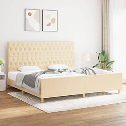 vidaXL Cadre de lit sans matelas et tête de lit crème 200x200 cm tissu