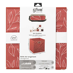 Five Simply Smart Lot de 2 boites de rangement en tissu Minimalist - 31x31x31cm - Rouge pas cher