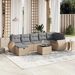 Maison Chic Ensemble à manger d'extérieur 8 pcs avec coussins,Salon de jardin,Mobilier de jardin mélange beige résine tressée -GKD952143