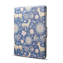 Wewoo Renne Bleu Impression horizontale Flip en cuir PU étui de protection pour Amazon Kindle Paperwhite 1 & 2 & 3 avec sommeil / réveil