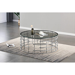 Vivenla Table basse design plateau en miroir avec piètement en acier inoxydable argenté collection DORA L. 110 x P. 110 x H. 42 cm