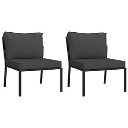 Maison Chic Lot de 2 Chaises de jardin,Fauteuil d'extérieur avec coussins gris 60x74x79 cm acier -MN80165